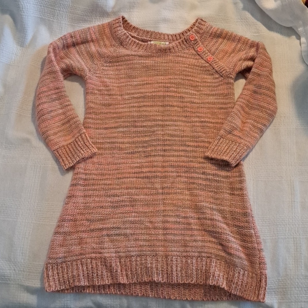 Crazy 8 girls size 5/6 knit dress, orange, tan, white not scratchy